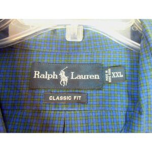 Ralph Lauren Classic Fit Button-Down Shirt Mens XXL  Blue Check 100% Cotton‎